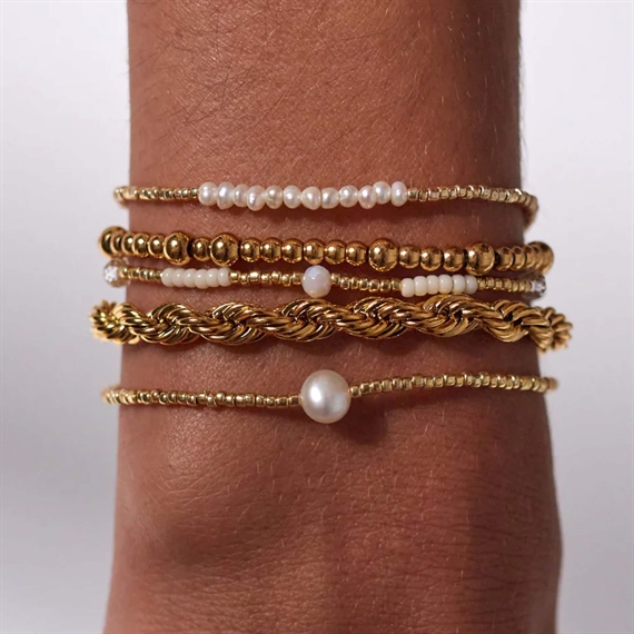 Anni Lu Slim Pearly Armbånd, Guld